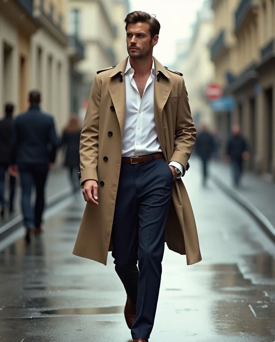 Silhouette masculine : trench beige